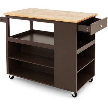 Kitchen trolley, drawer, adjustable shelves, 116.5 × 98.5 × 60 cm