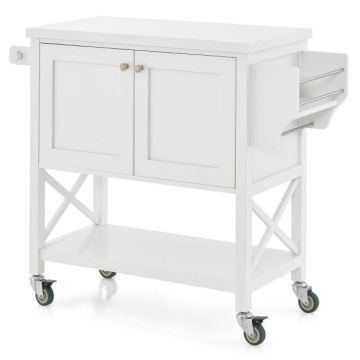 Kitchen trolley, with cabinet and spice shelves, White, 103 × 40 × 89 cm