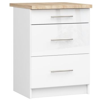Кухонный шкаф OLIWIA S60, 3 ящика, Белый, 60 × 85 × 46 см