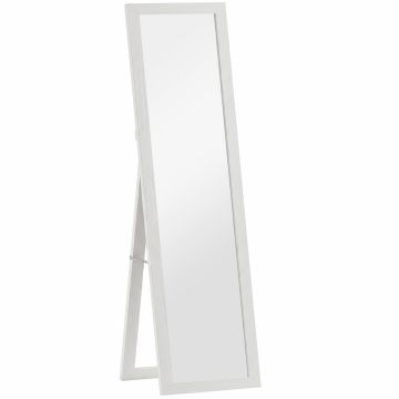 Full-length mirror, freestanding or wall-mounted, White, 37 × 3.8 × 157 cm