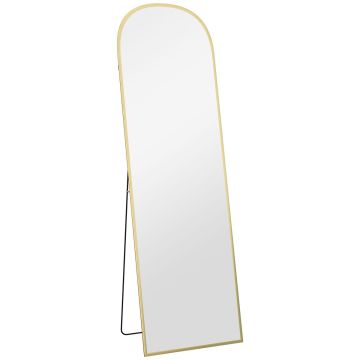 Full-length mirror, With stand, Gold, 50 × 1.5 × 161.5 cm