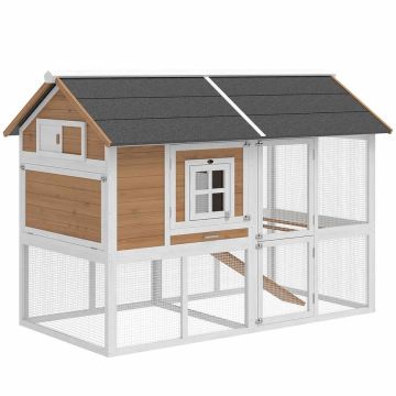 Chicken coop with aviary and nest box, up to 4 chickens, 200 × 104 × 145 cm