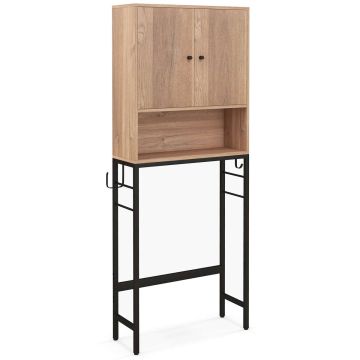 Шкаф для ванной над унитазом, 2 дверцы, регулируемая полка, 9 × 62,5 × 25 дюйма