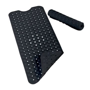 Vonios kilimėlis Relaxdays 10029455_46, su siurbtukais, Juoda, 97 × 39 cm