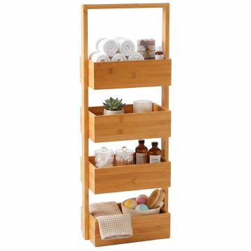 Полка для ванной Relaxdays, 4 открытые полки, 28 × 88 × 16 см