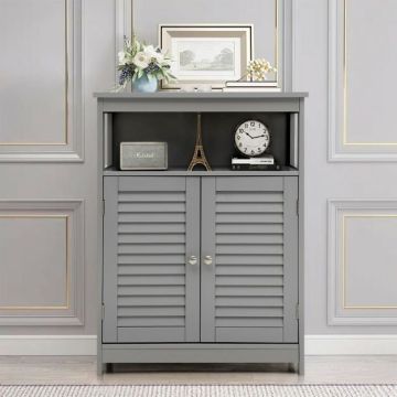 Bathroom cabinet, 2 doors, 3 shelves, Grey, 56 × 30 × 80 cm