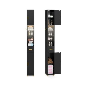 Bathroom cabinet, 3 doors, Black, 20 × 181 × 20 cm