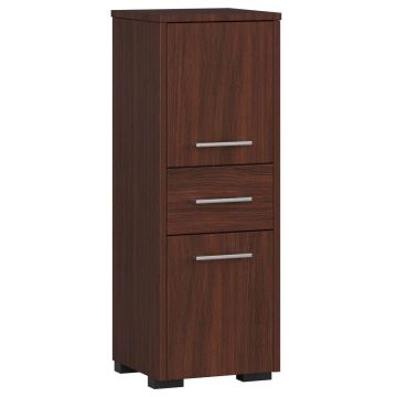 Шкафчик для ванной комнаты AKORD FIN, 2 дверцы и 1 ящик, коричневый, 30 × 85 × 30 см