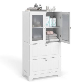 Шкаф для ванной комнаты, с 2 ящиками, 59,69 × 30,48 × 107,95 см