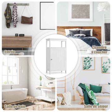 Bathroom cabinet, with doors and adjustable shelf, White, 45 × 84 × 30 cm