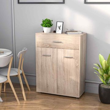 Bathroom cabinet, with doors and drawer, Oak, 60 × 82 × 29 cm
