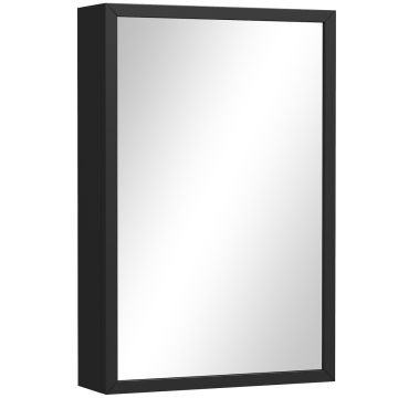 Тумба с зеркалом для ванной Kleankin 40x12x60см, чёрного цвета
