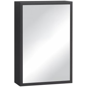 Шкафчик для ванной с зеркалом Kleankin 40x15x60см, черного цвета