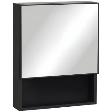 Тумба с зеркалом для ванной Kleankin 46x13,5x58 см, черного цвета