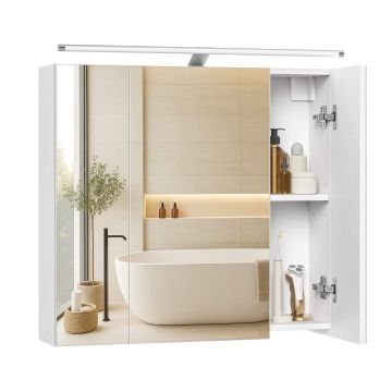 Bathroom cabinet with mirror VASAGLE, 3 doors, 70 × 60 × 15 cm