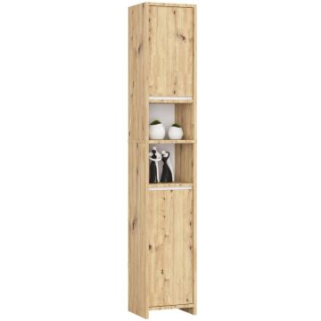 Шкафчик для ванной UNI, 2 дверцы, 4 полки, белая/коричневая, 32 × 180 × 28 см