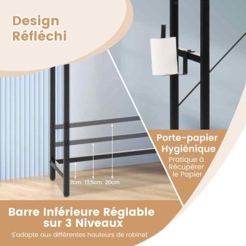 Bathroom cabinet above the toilet, 3 adjustable shelves, 64 × 24 × 172 cm