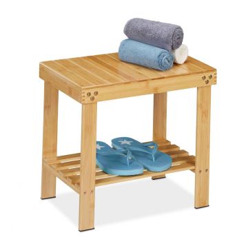 Vonios suolas Relaxdays 10046349.0, su lentyna, 44 × 41,5 × 28 cm