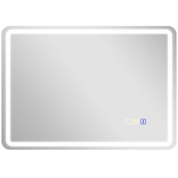 Зеркало для ванной, LED, Bluetooth, Серебристое, 50 × 70 × 3,5 см