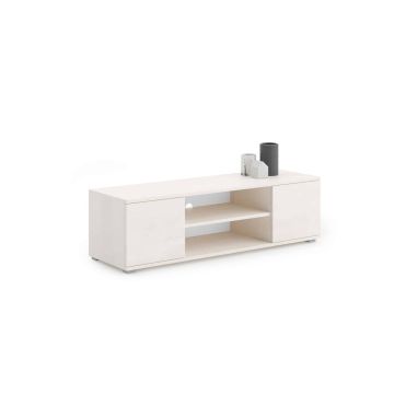 Betono dizaino tv staliukas Focus RTV 155x37x40 cm, baltos spalvos