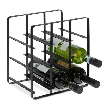 Vyno lentyna Relaxdays, 9 buteliams, Juoda, 27,5 × 30,5 × 20 cm