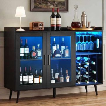 Wine cabinet VEVOR DX0202-C250498S-01, 9 shelves, with LED lighting, Black, 1200 × 400 × 900 mm