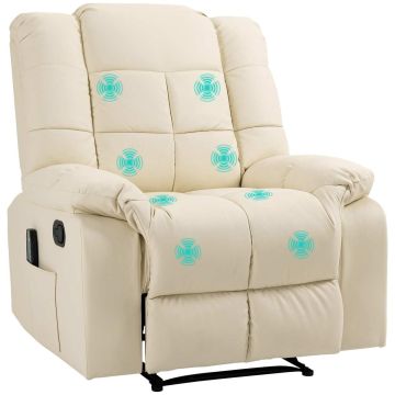 Masažinis fotelis Homcom 94x99x99cm., kreminės spalvos