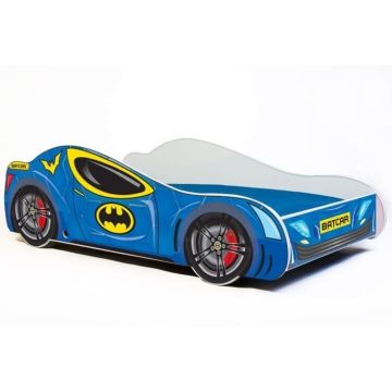 Детская кроватка Car II с матрасом 150 см x 74 см x 44 см, в стиле Бэтмена.