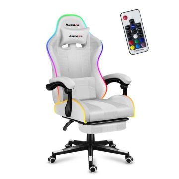 Gaming chair Huzaro Force 4.7 RGB, with footrest, White, 81 × 29 × 54 cm