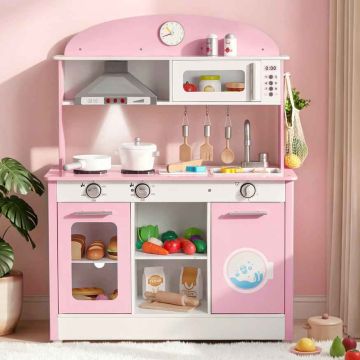 Игровая кухня VEVOR TZ-KT003, 3–8 лет, Розовая, 85 × 42 × 17 см