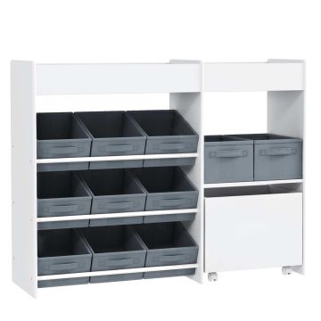 Полка для игрушек Aiyaplay 105x30x80 см, бело-серая.