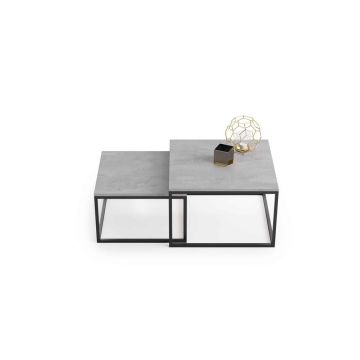 Кофейный столик Concrete Design, двухместный, 70x70x42 см / 60x60x36 см, серый.
