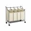 Skalbinių krepšelis ant ratukų 4 x 35 L, smėlio spalvos