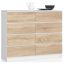 Chest of drawers K120, 8 drawers, white/brown, 120 × 99 × 40 cm