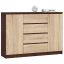 Chest of drawers K140, 2 doors, 4 drawers, brown/oak, 138 × 99 × 40 cm
