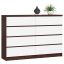 Chest of drawers K140, 8 drawers, brown/white, 138 × 99 × 40 cm