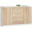 Chest of drawers K160, 2 doors and 4 drawers, white/brown, 160 × 99 × 40 cm