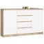 Chest of drawers K160, 2 doors and 4 drawers, brown/white, 160 × 99 × 40 cm