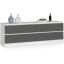 Chest of drawers K160, 4 drawers, white/grey, 160 × 55 × 40 cm