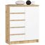 Komoda K80 1D 5SZ, 1 durelės, 5 stalčiai, rudos/baltos spalvos, 80 × 97 × 35 cm