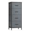 SONGMICS Chest of Drawers, 4 Fabric Drawers, Grey, 39.6 × 95.2 × 30 cm