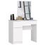 Makeup table with mirror AKORD P-2/SL, left, 2 drawers, white, 90 × 142 × 50 cm