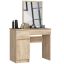 Vanity table with mirror CLP P-2/SL, left, 2 drawers, 1 door compartment, oak color, 90 × 142 × 50 cm