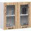 Pakabinama virtuvės spintelė-vitrina OLIWIA W80, 2 durelės, baltos/ąžuolo spalvos, 80 × 72 × 30,5 cm