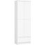 Free-standing shelf AKORD CLP R60, 2 doors and 1 drawer, white, 60 × 180 × 35 cm