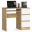 Desk A-6 CLP, right, 3 drawers, oak/white, 90 × 77 × 50 cm