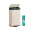 SONGMICS 50 l kitchen trash can with pedal, White, 40.3 × 62.5 × 33.6 cm