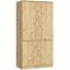 Wardrobe AKORD Furniture Factory S90, 4 doors and 4 shelves, brown, 90 × 180 × 51 cm