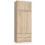 Spinta AKORD S90, su antstatu 2 durys ir 2 stalčiai, rudos spalvos, 90 × 234 × 51 cm