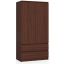 Wardrobe S, 2 doors, 2 drawers, brown, 90 × 180 × 51 cm